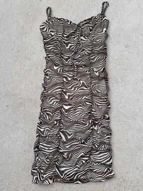 Black & White Zebra Ruched Slip Dress - H&M